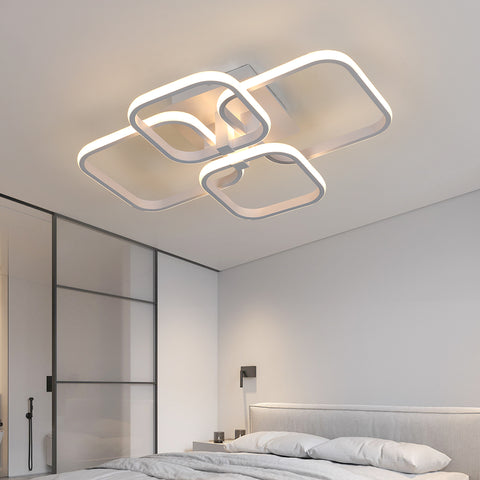 Lámpara de techo LED, lámpara de techo moderna para sala de estar, luz tricolor 3000 K, lámpara de techo blanca cuadrada simple para dormitorio, oficina, 58X46 CM