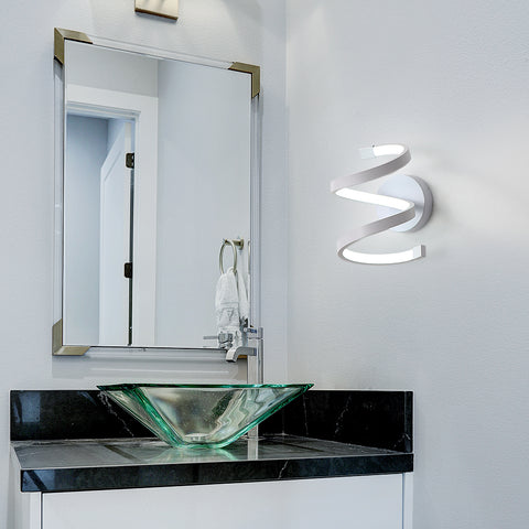 Lámpara de pared LED para interiores, lámpara de pared en espiral blanca de 18W, lámpara de pared moderna para dormitorio, pasillo, oficina, luz blanca fría 6500K