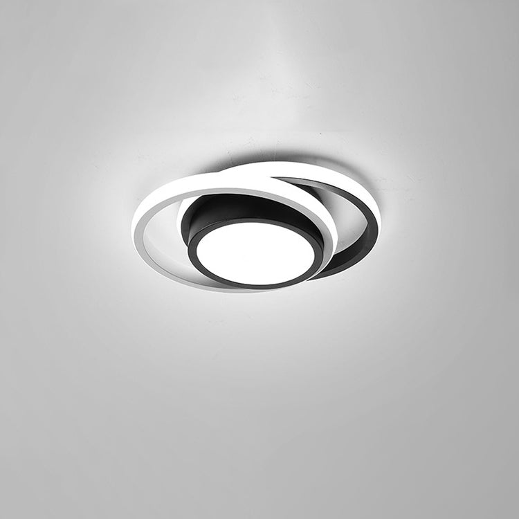 Lámpara de techo moderna LED, lámpara de techo de 2 anillos de 21 W, lámpara de techo de metal acrílico blanco para sala de estar, estudio 4500 K