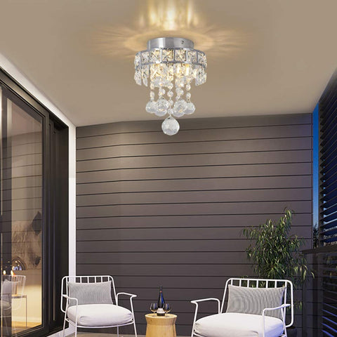 Lámpara de araña de cristal, mini lámpara colgante con 3 luces para pasillo, dormitorio, cocina, habitación de niños