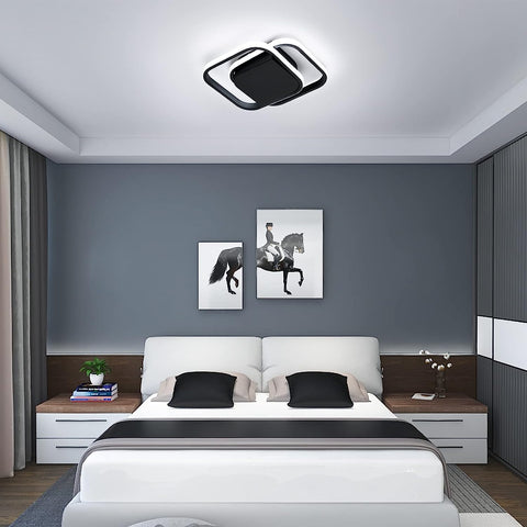 Lámpara de techo LED moderna, lámpara de techo cuadrada blanca fría de 6000K para sala de estar, dormitorio, comedor, oficina, negro