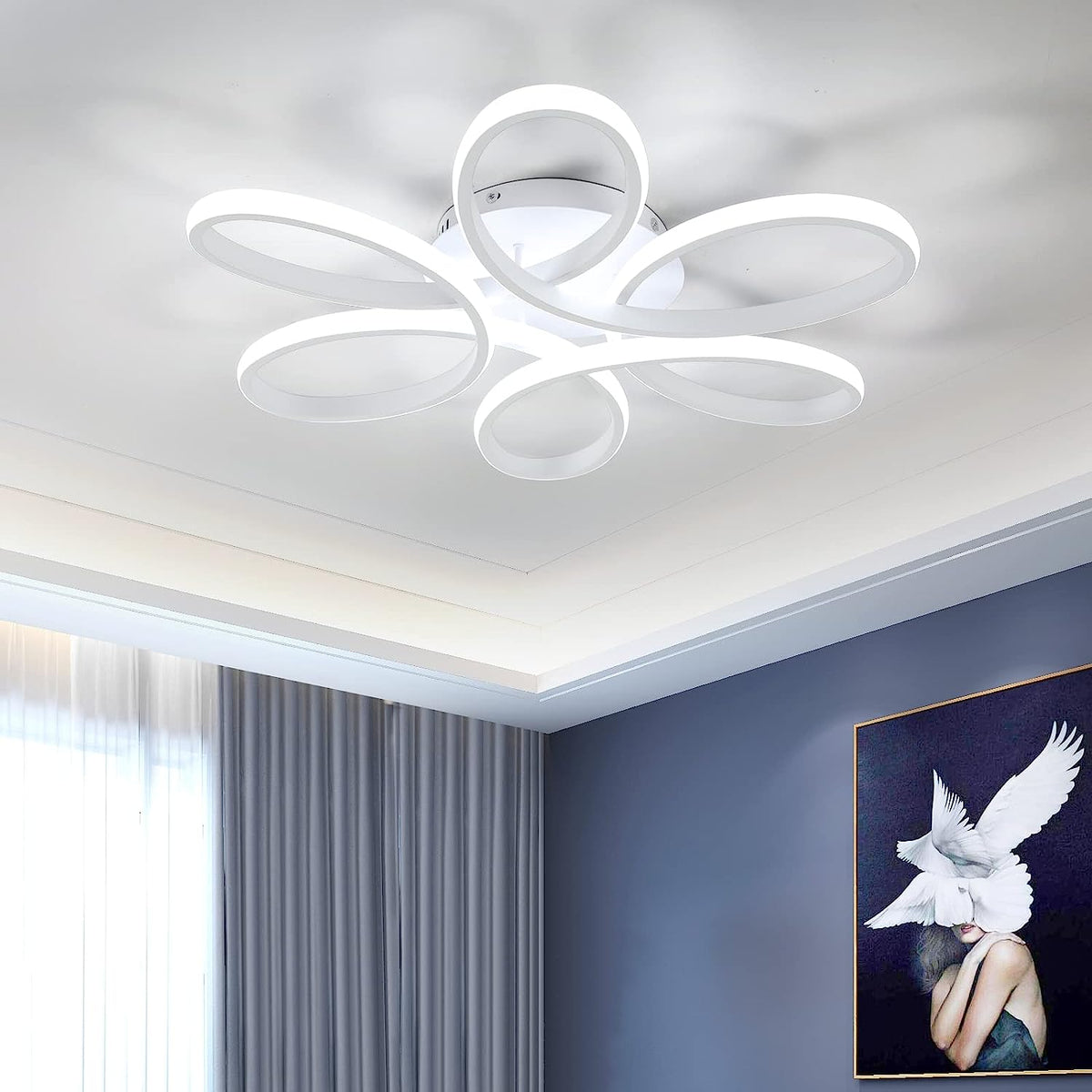 Plafonnier LED Design moderne Forme de fleur créative Lampe de Plafond Pour salon chambre à coucher salle à manger bureau Lumière Blanc Froid 6500K