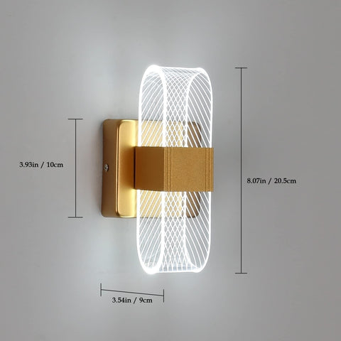 Lámpara de pared interior LED regulable de 10 W, lámpara de pared de diseño acrílico romántico creativo moderno, lámpara de noche con luz de 3000 K-6000 K para dormitorio, sala de estar, pasillo (dorado)