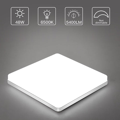 Lámpara de Techo LED Cuadrada, Lámpara de Techo LED, Lámpara de Techo LED IP44, Lámpara de Techo Aplicable a Baño, Sala de Estar, Cocina, Dormitorio, Pasillo, Balcón 48W 6500K（30x30CM）