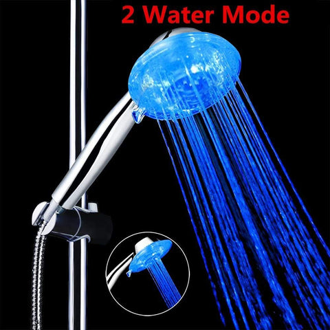 Cabezal de ducha LED, cabezal de ducha de alta presión con luces LED de 7 colores, 2 tipos de modos de lluvia, ahorra un 40% de agua