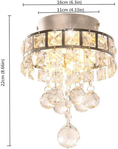Lámpara de araña de cristal, mini lámpara colgante con 3 luces para pasillo, dormitorio, cocina, habitación de niños