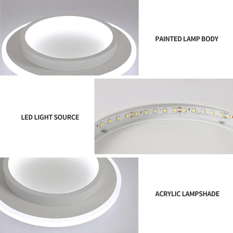 Luz de techo LED 21W Lámpara de techo redonda de diseño moderno Blanco frío 6000K para sala de estar Dormitorio Comedor Oficina Blanco