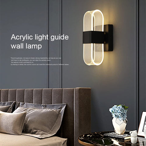 Aplique de pared LED para interiores Lámpara de pared moderna regulable de 12 W Diseño acrílico creativo romántico para dormitorio, sala de estar, pasillo, escalera, hotel, luz blanca de 3000 K-6000 K (negro)