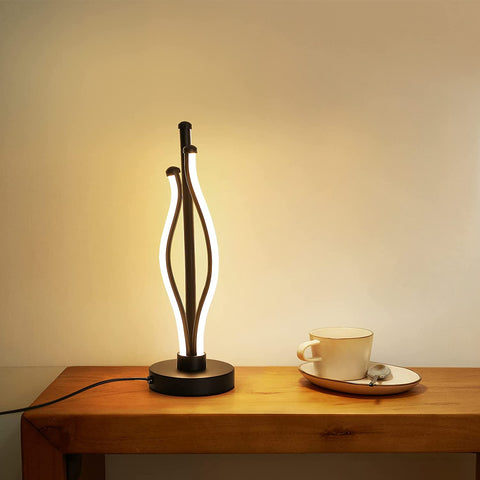 Lámpara de escritorio LED, lámpara de lectura curva de luz cálida con cable de conexión, lámpara de noche moderna para sala de estar, habitación de invitados, decoración de mesa de tocador