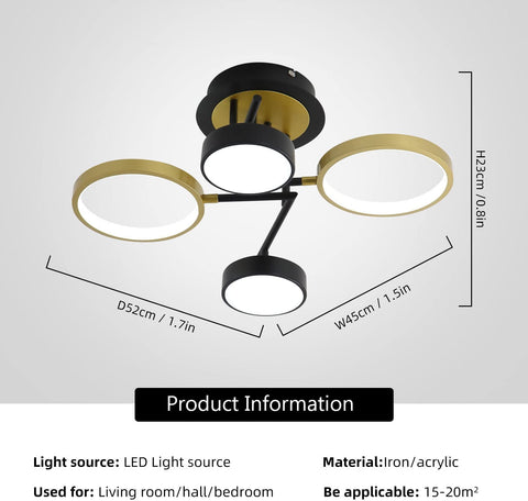 Lámpara de techo LED moderna de 28 W, lámpara de techo redonda, 4 anillos, lámpara de techo para dormitorio, sala de estar, pasillo, oficina, comedor, cocina