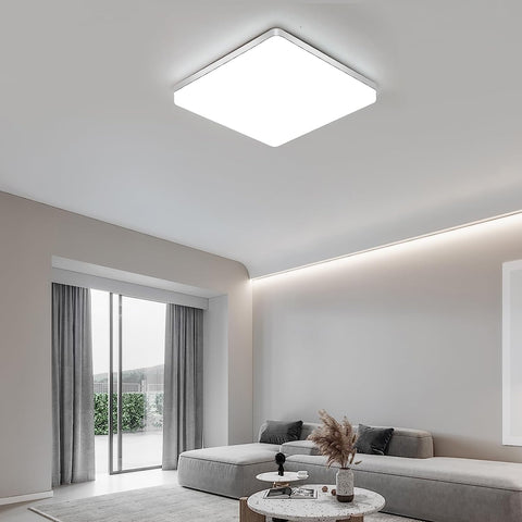 Lámpara de Techo LED Cuadrada, Lámpara de Techo LED, Lámpara de Techo LED IP44, Lámpara de Techo Aplicable a Baño, Sala de Estar, Cocina, Dormitorio, Pasillo, Balcón 48W 6500K（30x30CM）