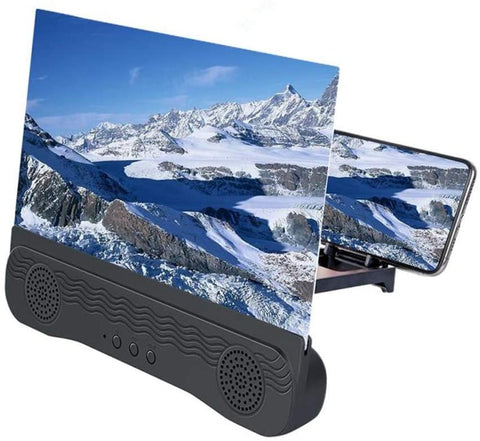 Lupa de pantalla con altavoz para teléfono inteligente, pantalla de proyector HD 6D de 12 pulgadas para películas, vídeos y juegos