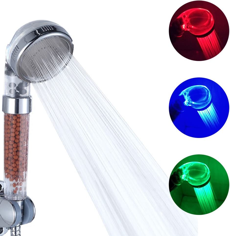 Cabezal de ducha LED de 3 colores, cabezal de ducha de temperatura, ducha de mano, Spa, ABS cromado para accesorios de baño