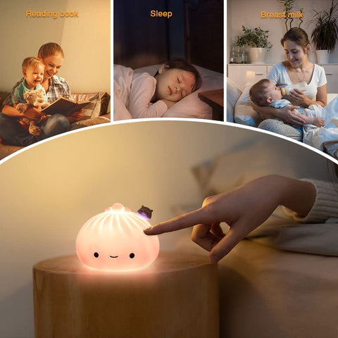 Luz Nocturna para Niños, Luz LED de 7 Colores Luz Nocturna LED Recargable para Niños con USB, Luz Nocturna de Silicona Suave al Tacto, Luz Nocturna Linda Portátil para Bebé, Niños y Niñas Regalo