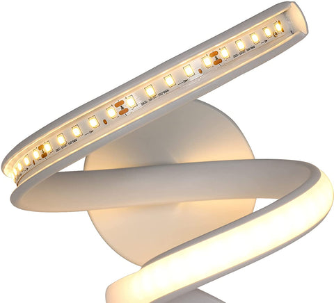 Lámpara de pared LED moderna con diseño en espiral, luz de pared interior 16W 1750LM, luces de pared LED interiores de color blanco cálido 3500K para dormitorio, sala de estar, escalera, pasillo