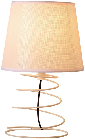 Lámpara de mesa minimalista moderna, lámpara de escritorio de tela blanca con tubo de hierro en espiral industrial, luz nocturna E27 para estudio, sala de estar, dormitorio, mesita de noche (sin bombillas)