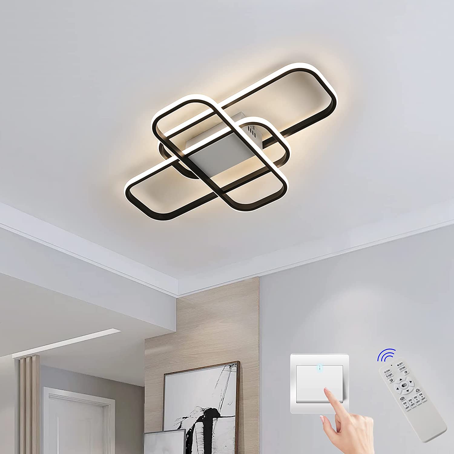 Plafonnier Led Moderne, 44W Lampe de Plafond avec Télécommande