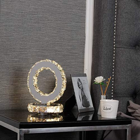 Lámparas de mesa de vidrio, lámparas de noche modernas LED de acero inoxidable, lámpara de escritorio redonda de 12 W, luz blanca cálida