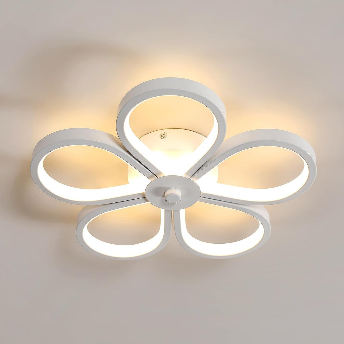 Lámpara de techo LED de 30 W, diseño moderno, forma de flor creativa, lámpara de techo blanca cálida de 3000 K para sala de estar, dormitorio, comedor, oficina, blanco