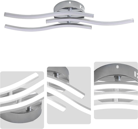 Lámpara de Techo LED, Lámpara Colgante en Forma de Onda, LED Integrados 18W 1600 Lúmenes, Lámpara de Araña Moderna para Salón o Cocina, 220V IP20 Luz Blanca Fría 6500K