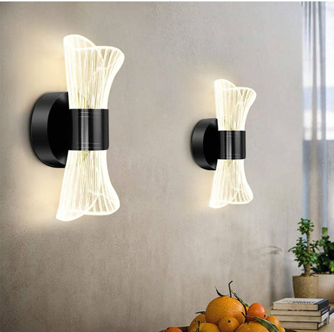 Lámpara de pared interior LED regulable, lámpara de pared LED moderna de 12 W, diseño creativo, iluminación acrílica, lámpara de pared para sala de estar, pasillo, dormitorio, escaleras, negro