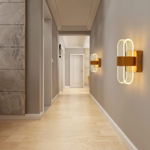 Lámpara de pared interior LED regulable de 10 W, lámpara de pared de diseño acrílico romántico creativo moderno, lámpara de noche con luz de 3000 K-6000 K para dormitorio, sala de estar, pasillo (dorado)