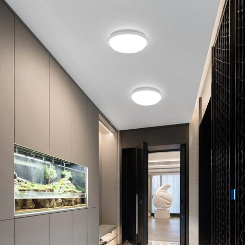 Lámpara de Techo LED Redonda, Lámpara de Techo para Baño, IP54 Impermeable 6500K Blanco Frío, Lámpara de Techo Moderna para Baño Dormitorio Cocina Sala de Estar Balcón 20W Diámetro 22cm