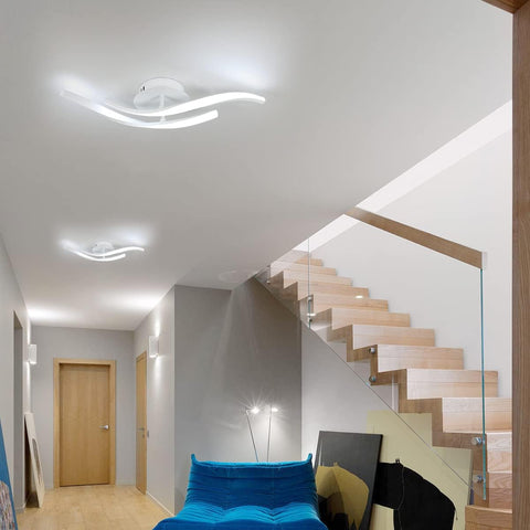 Lámpara de techo LED de diseño moderno, lámpara de techo con forma de onda de 6000K, color blanco frío, para sala de estar, dormitorio, comedor, oficina, color blanco