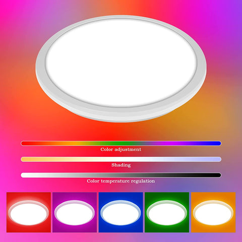 Lámpara de Techo LED Regulable, Lámpara de Techo para Baño IP54, 24W 3100LM, 2700-6500K RGB Lámpara de Techo Moderna Impermeable con Control Remoto para Sala de Estar, Dormitorio (Ø28cm)