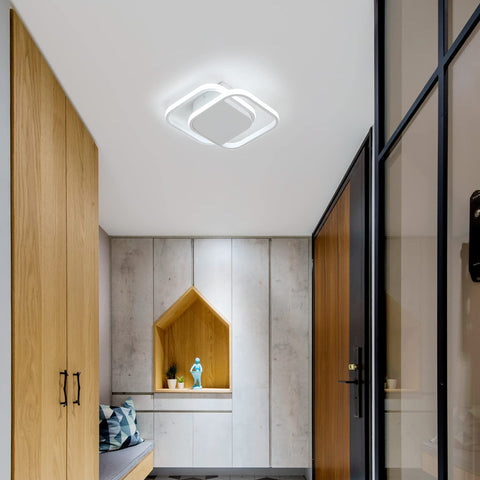 Lámpara de techo LED moderna, lámpara de techo LED cuadrada 24W 2200LM, lámpara de techo blanca fría 6000K, lámpara de techo acrílica, para dormitorio, sala de estar, cocina, pasillo (blanco)