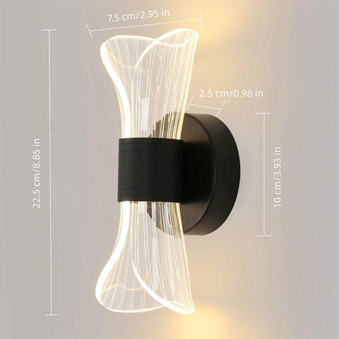 Lámpara de pared interior LED regulable, lámpara de pared LED moderna de 12 W, diseño creativo, iluminación acrílica, lámpara de pared para sala de estar, pasillo, dormitorio, escaleras, negro