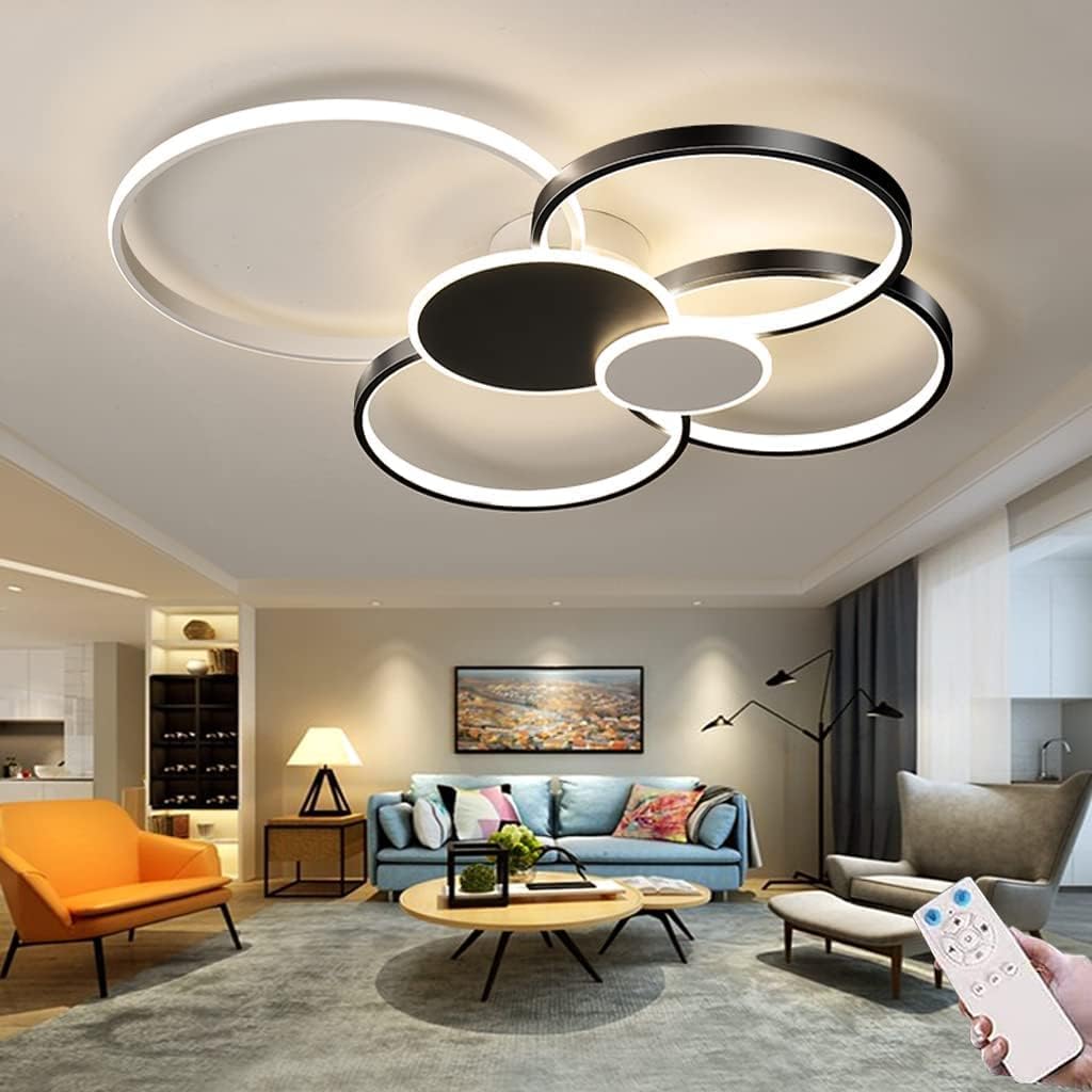 Lámpara de techo con anillos circulares de luz de techo Led regulable moderna 3000K-6000K para sala de estar dormitorio comedor Oficina