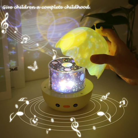 Luz Nocturna Proyector Estrellas, Luz Nocturna Musical Rotación 360° + Temporizador + Control Remoto + 6 Películas de Proyección, Lámpara de Luz Nocturna Infantil, para Halloween, Navidad, Fiestas, Regalo Bebé Niña Niño