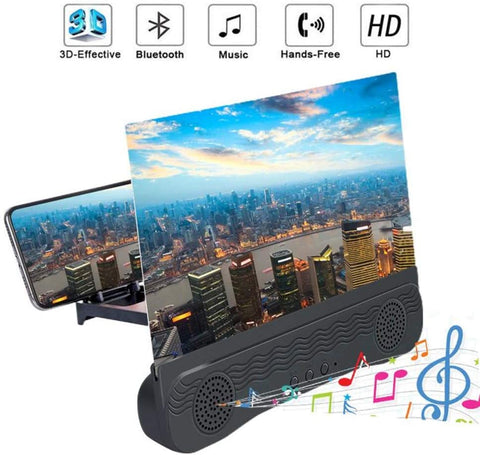 Lupa de pantalla con altavoz para teléfono inteligente, pantalla de proyector HD 6D de 12 pulgadas para películas, vídeos y juegos