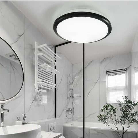 Lámpara de techo LED, lámpara de techo moderna redonda de 24 W, luz de techo con sensor de movimiento negro, IP54 impermeable, a prueba de polvo, lámpara LED interior para baño, balcón, pasillo, entrada, 6000 K