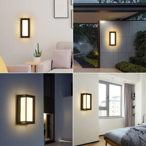 Aplique LED para exteriores, lámpara de pared IP65 impermeable de 18 W, lámpara de luz moderna para exteriores para patio, jardín, pasillo, terraza, cerca de la pared, camino, patio, villa, blanco neutro 4000K