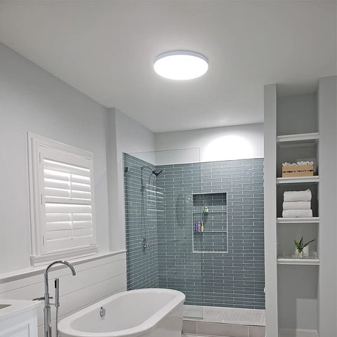 Lámpara de Techo LED Redonda, Lámpara de Techo para Baño, IP54 Impermeable 6500K Blanco Frío, Lámpara de Techo Moderna para Baño Dormitorio Cocina Sala de Estar Balcón 32W Diámetro 25cm