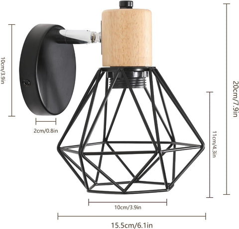 Aplique De Pared Interior Lámpara De Pared De Madera Vintage Base E27 para Dormitorio, Sala De Estar, Pasillo, Entrada (Bombilla No Incluida)
