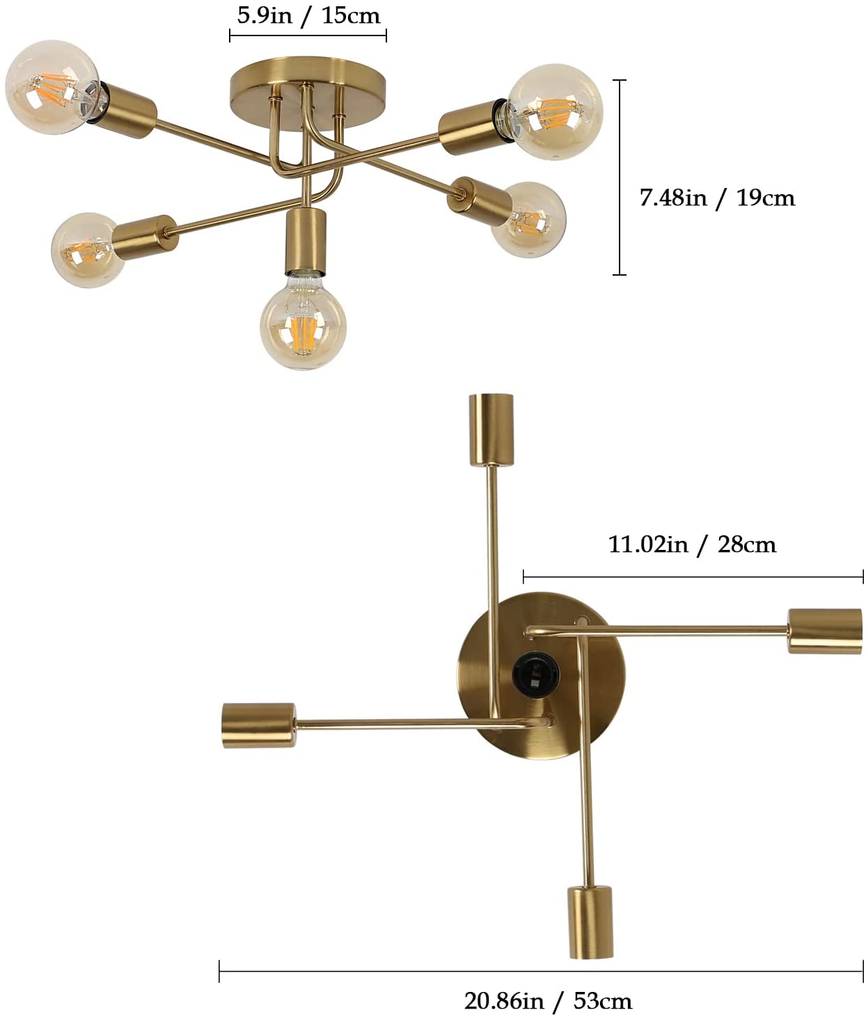 Tableau des tailles de lustre