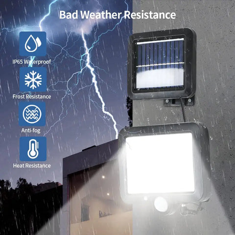 Lámpara Solar Exterior, Luz Solar con Sensor de Movimiento, Lámpara de Seguridad con Cable de 5M Impermeable IP65, 160 LED 3 Modos, para Cobertizo Garaje Jardín Balcón