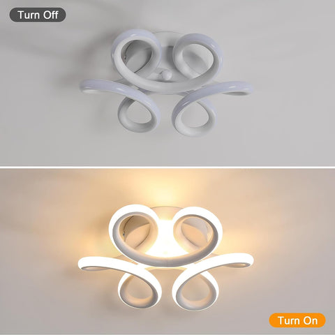 Lámpara de techo LED, lámpara de araña de 22 W, lámpara de techo de diseño curvo moderno para pasillo, balcón, sala de estar, cocina, baño, dormitorio, diámetro 26 cm, 3000 K, blanco cálido