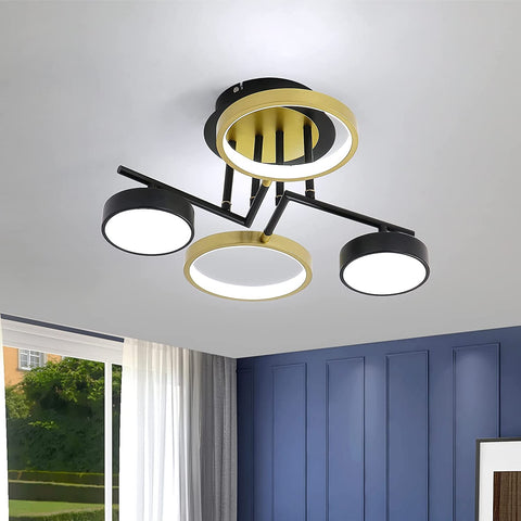 Lámpara de techo LED moderna de 28 W, lámpara de techo redonda, 4 anillos, lámpara de techo para dormitorio, sala de estar, pasillo, oficina, comedor, cocina