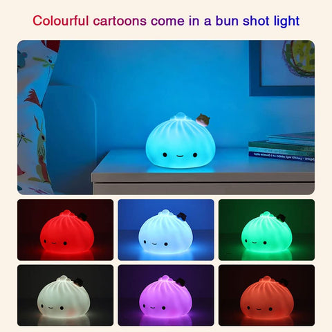 Luz Nocturna para Niños, Luz LED de 7 Colores Luz Nocturna LED Recargable para Niños con USB, Luz Nocturna de Silicona Suave al Tacto, Luz Nocturna Linda Portátil para Bebé, Niños y Niñas Regalo