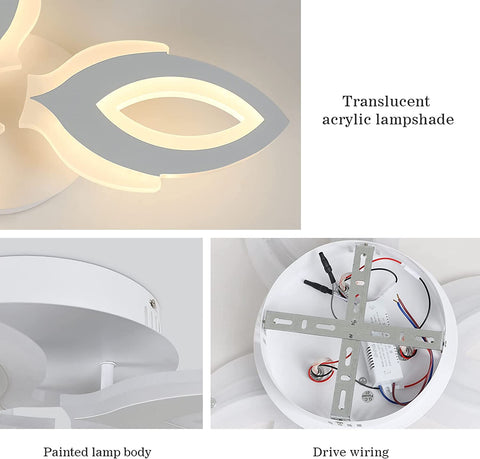 Lámpara de techo LED, 45W 3600LM Lámpara de techo, Lámpara de techo LED moderna con pétalos 3 luces para sala de estar, dormitorio, restaurante, habitación infantil, pasillo