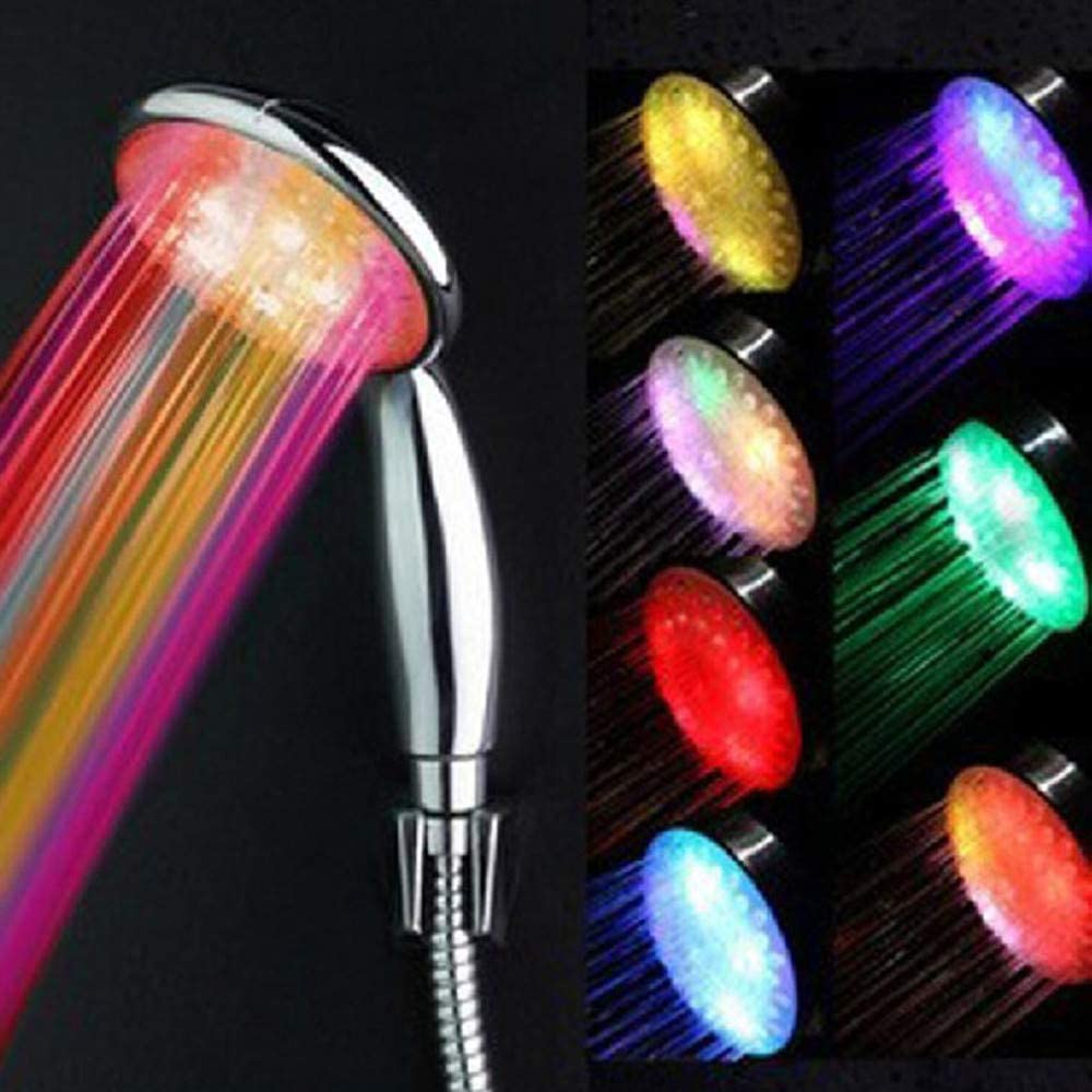 Cabezal de ducha LED, cabezal de ducha de alta presión con luces LED de 7 colores, 2 tipos de modos de lluvia, ahorra un 40% de agua