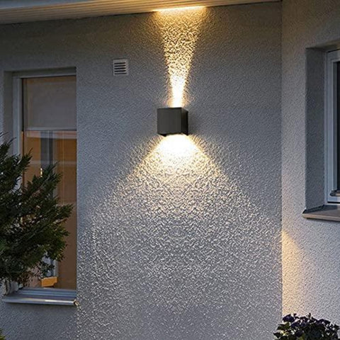 Paquete de 2 luces de pared LED para exteriores, 12 W, luces de pared para interiores con ángulo ajustable, iluminación de pared para exteriores, lámpara de pared moderna impermeable IP65 para sala de estar, dormitorio (negro) blanco cálido 3000 K