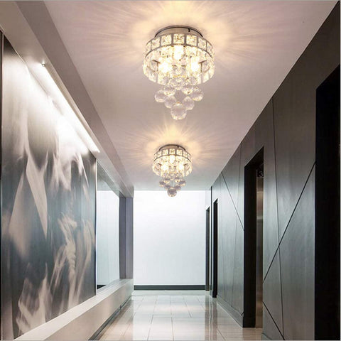 Lámpara de araña de cristal, mini lámpara colgante con 3 luces para pasillo, dormitorio, cocina, habitación de niños
