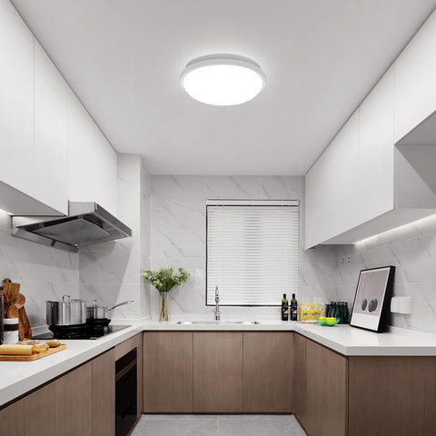 Lámpara de Techo LED Redonda, Lámpara de Techo para Baño, IP54 Impermeable 6500K Blanco Frío, Lámpara de Techo Moderna para Baño Dormitorio Cocina Sala de Estar Balcón 20W Diámetro 22cm