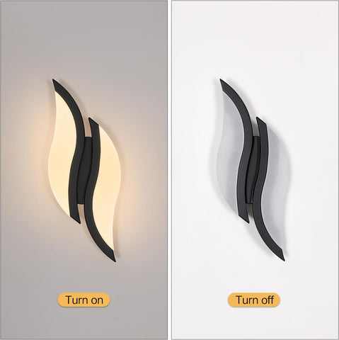 Luz de pared interior LED, lámpara de pared moderna 12W 2300LM, iluminación acrílica Lámpara de pared para sala de estar dormitorio escalera 3000K luz blanca cálida color negro