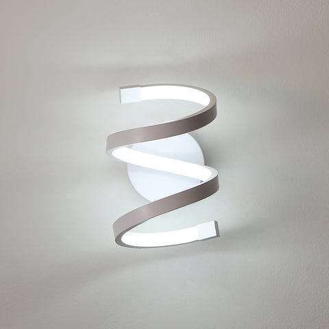 Lámpara de pared LED para interiores, lámpara de pared en espiral blanca de 18W, lámpara de pared moderna para dormitorio, pasillo, oficina, luz blanca fría 6500K